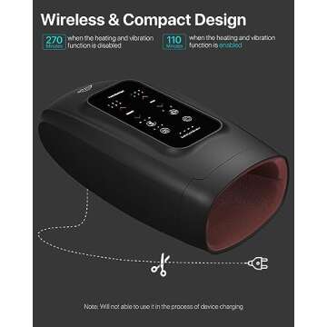 ALLJOY Hand Massager for Arthritis and Carpal Tunnel Relief, Touchscreen Cordless Hand Massager with Vibration and Heat, 6 Levels Pressure Point Therapy, Ideal Gifts for Women Men Mom Dad