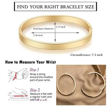 RIMRIVA Gold Bracelet Bangle Simple Gold Bracelets for Women Trendy Love Gifts Bangle Stackable Jewe...
