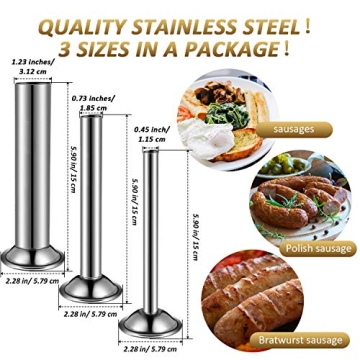 Durable 3-Piece Stainless Steel Sausage Stuffer Tubes