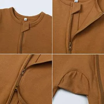 Feidoog Toddler 2 Pack Baby Zipper Rompers Cotton Short Sleeve 2 Way Zipper One Piece Jumpsuit Outfits,Brown,3-6M