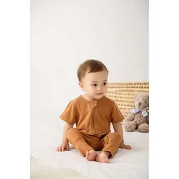 Feidoog Toddler 2 Pack Baby Zipper Rompers Cotton Short Sleeve 2 Way Zipper One Piece Jumpsuit Outfits,Brown,3-6M