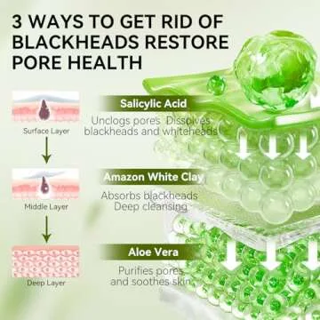 LANBENA 2.0 Nose Pore Strips, Blackhead Remover Mask with Salicylic Acid, Amazonian White Clay, Pore Cleanser Purifying Peel off Face Mask with 60 PCS Strips, Aloe Facial Mask(1.05 Ounce)