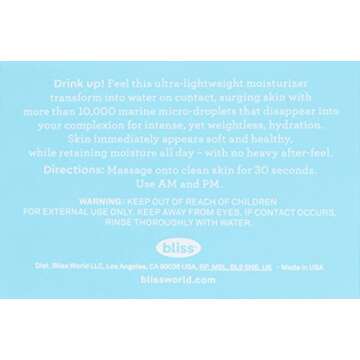 bliss Drench and Quench Cream-To-Water Daily Moisturizer and Hydrating Skin Cream for Balancing and Brightening, Vegan Formula, 1.7 Ounce