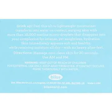 bliss Drench and Quench Cream-To-Water Daily Moisturizer and Hydrating Skin Cream for Balancing and Brightening, Vegan Formula, 1.7 Ounce