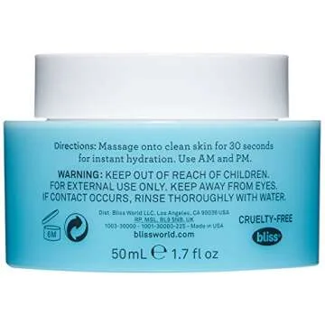 bliss Drench and Quench Cream-To-Water Daily Moisturizer and Hydrating Skin Cream for Balancing and Brightening, Vegan Formula, 1.7 Ounce