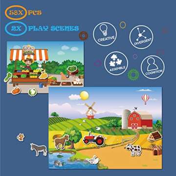 Magnetic Portable Playboard Farm Life for Creative Play