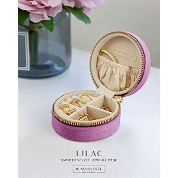 Benevolence LA Plush Velvet Travel Jewelry Box Organizer | Small Travel Case for Women | Mini Organi...