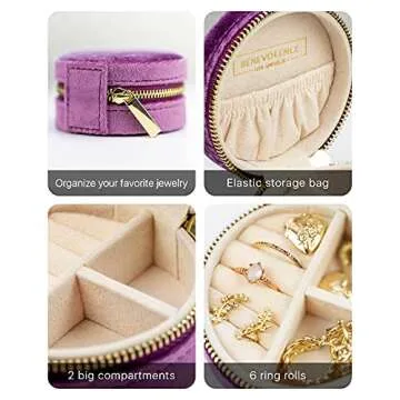 Elegant Plush Velvet Travel Jewelry Box for Women