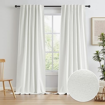 KEQIAOSUOCAI Natural Blackout Curtains - Cream Beige, 102" Long, Farmhouse Style