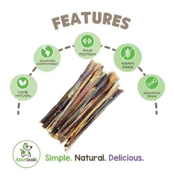 Nature Gnaws Extra Thin Pork Bully Sticks for Small Dogs 5-6" (15 Count) - Long Lasting for Light Ch...