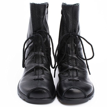 Clarsunny Women's Leather Casual Soft Flat Boots