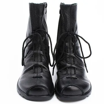Clarsunny Women's Leather Casual Soft Flat Boots