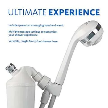 Aquasana Filtered Shower Head - Max Flow Rate w/ Handheld Wand - Reduces Over 90% of Chlorine from Hard Water - Carbon & KDF Filtration Media - Soften Skin & Hair - AQ-4105, White