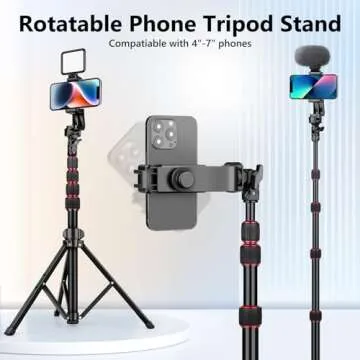 Nineigh Phone Tripod, 72" Tripod for iPhone, Selfie Stick Tripod Stand with Remote, Phone Tripod & Travel Tripod for Video Recording Selfies Photo, Compatible with iPhone 16 15 14 Pro Max 13 12 11