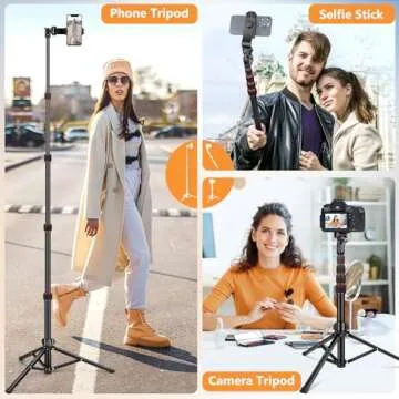 Nineigh Phone Tripod, 72" Tripod for iPhone, Selfie Stick Tripod Stand with Remote, Phone Tripod & Travel Tripod for Video Recording Selfies Photo, Compatible with iPhone 16 15 14 Pro Max 13 12 11