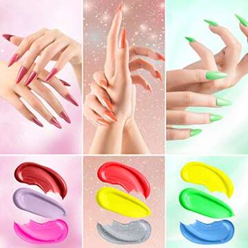 Gel Nail Polish Set - 12 Pcs Gel Nail Polish with 4 Classic Colors, 2 Glitter Colors and 6 Neon Colors, Soak off Gel Polish Set, Home Gel Manicure Kit At All Seasons, Valentine's Day