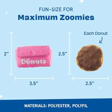 Barkbox Dog Toys – Barker’s Dozen Donuts Plush 4 in 1 Multi Part Interactive Dog Toy for Dogs & Puppies – Small
