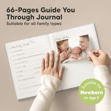 Baby Memory Book First 5 Years Journal - Modern Baby Milestone Book Hardcover 66 Pages, Baby’s Fir...