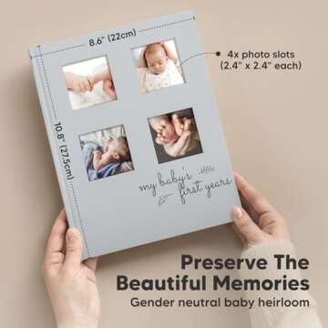 Baby Memory Book First 5 Years Journal - Modern Baby Milestone Book Hardcover 66 Pages, Baby’s First Year Book, Baby Book for Boys,Girls,Baby Photo Albums,Baby Scrapbook Album(Dust Gray)