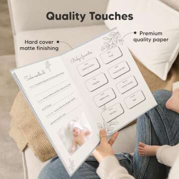 Baby Memory Book First 5 Years Journal - Modern Baby Milestone Book Hardcover 66 Pages, Baby’s First Year Book, Baby Book for Boys,Girls,Baby Photo Albums,Baby Scrapbook Album(Dust Gray)