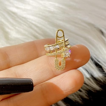 Stylish Rhinestone Gold Ear Cuff Non Pierced Earrings