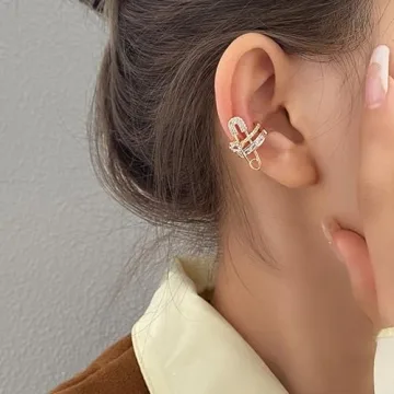 Stylish Rhinestone Gold Ear Cuff Non Pierced Earrings