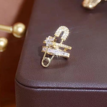 Stylish Rhinestone Gold Ear Cuff Non Pierced Earrings