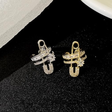 Stylish Rhinestone Gold Ear Cuff Non Pierced Earrings