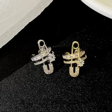 Stylish Rhinestone Gold Ear Cuff Non Pierced Earrings
