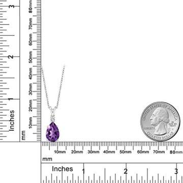 Gem Stone King 925 Sterling Silver Purple Amethyst and White Created Sapphire Pendant Necklace For W...