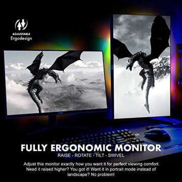 VIOTEK GFV27DAB 27” 165Hz QHD 1440p 1ms (MPRT) Gaming Monitor with Adjustable Stand, Portrait Rotation, HDR, Freesync, 99% sRGB Widescreen VA Panel, LED Backlight, 3-Years Zero Dead Pixels, VESA