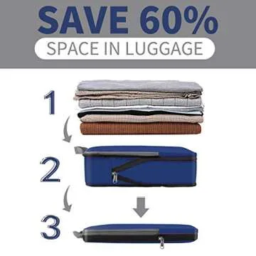 BAGAIL 4 Set/6 Set/8 Set Compression Packing Cubes Travel Accessories Expandable Packing Organizers(Navy ClothPattern 4 Set)