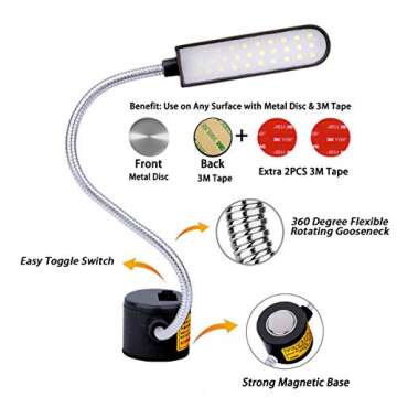 EVISWIY Sewing Machine Light LED Lighting (30LEDs) 6 Watt for Workbench Lathe Drill Press Daylight W...