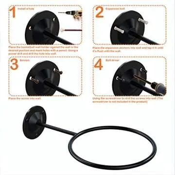 S SUCHEK Basketball Holder Wall Mount, Ball Holder Wall Mount, Ball Display Wall Storage for Basketball, Soccer Ball, Volleyball, Football, Rugby(4 Pieces, Black)