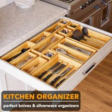 SpaceAid 14-Piece Bamboo Drawer Organizer Storage Set