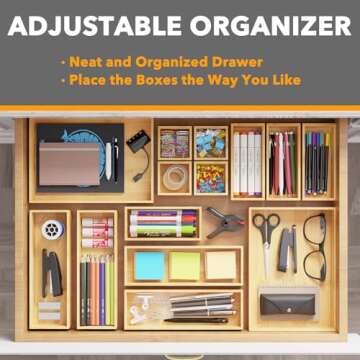SpaceAid 14-Piece Bamboo Drawer Organizer Storage Set
