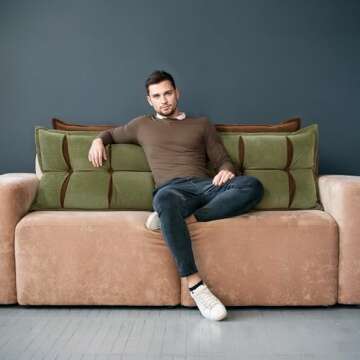 Johnear Headboard Backrest Set of 2 Pack Chenille Throw Pillows for Daybed Couch Support Reading Pillows for Sitting in Bed Adult, Orange Green Large Bolster Pillow for King Size Bed Wedge Pillow