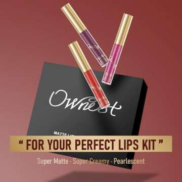 Ownest 24 Colors Matte Velvety Liquid Lipstick Set,Waterproof Long Lasting Non-Stick Cup Liquid Lipg...