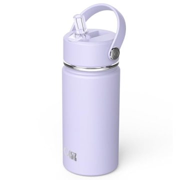 OISIZ Kids Water Bottle with Straw Lid 14oz - Vacuum Insulated Stainless Steel, Leakproof, BPA Free,...