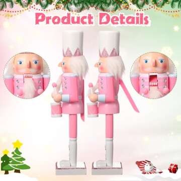 Huwena Pink Nutcracker Ornaments for Christmas Decor