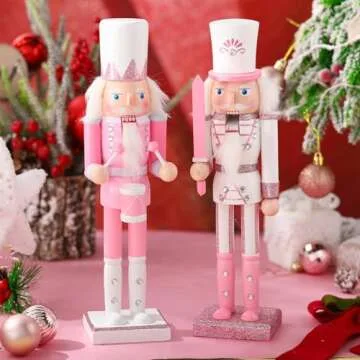 Huwena Pink Nutcracker Ornaments for Christmas Decor