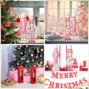 Huwena Pink Nutcracker Ornaments for Christmas Decor
