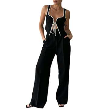 Women Sexy Tank Top Y2K Sleeveless Crop Top Fashion Summer Solid Slim Fit Blouse Tops(V-Black Colorblock top,S)