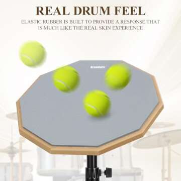 Drum Practice Pad Snare Drum Stand Set 12 In With Double Sided Silent Drum Pad, Drum sticks,Carrying...