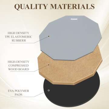 Drum Practice Pad Snare Drum Stand Set 12 In With Double Sided Silent Drum Pad, Drum sticks,Carrying Bag Adjustable Stand (Grey)