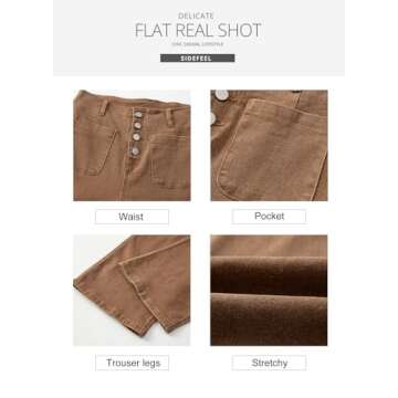 Sidefeel Women's Wide Leg Jeans High Waisted Stretchy Straight Leg Jeans Buttoned Loose Denim Pants with Pocket Brown Size 8