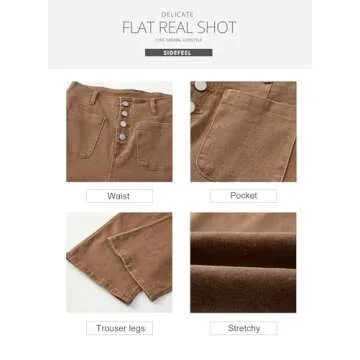 Sidefeel Women's Wide Leg Jeans High Waisted Stretchy Straight Leg Jeans Buttoned Loose Denim Pants with Pocket Brown Size 8