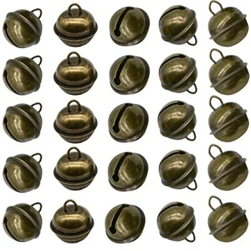 Maydahui 50 PCS Vintage Jingle Bell 1 Inch Antique Decorative Tone Copper Bell for Pet Dog Cat Penda...