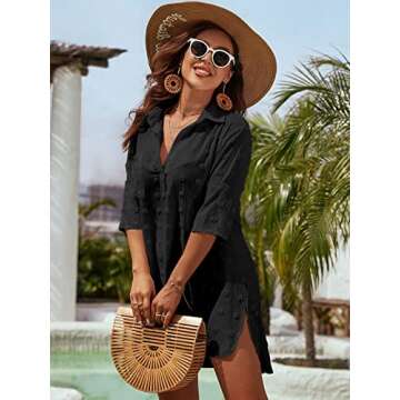 Blooming Jelly Womens Swimsuit Coverups White Chiffon Bikini Swimwear Beach Cover Up Dress Shirt