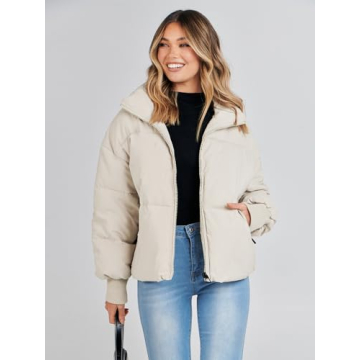 MEROKEETY Women's Stylish Winter Puffer Jacket - Cozy & Trendy